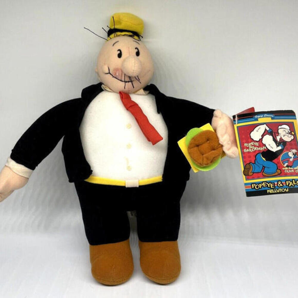 2003 Kellytoy Popeye & Pals Wimpy 14" Plush Doll w Hamburger Tags Vintage